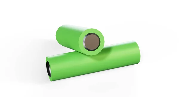 Baterias Genéricas Íon Lítio Isoladas Branco Renderização — Fotografia de Stock