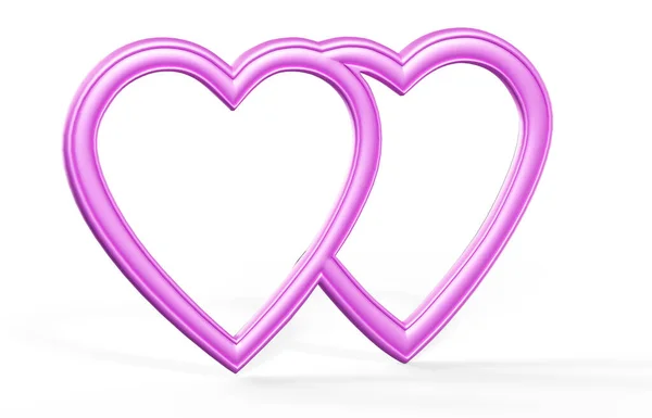 红色霓虹灯的情人节心脏 3D渲染 — 图库照片