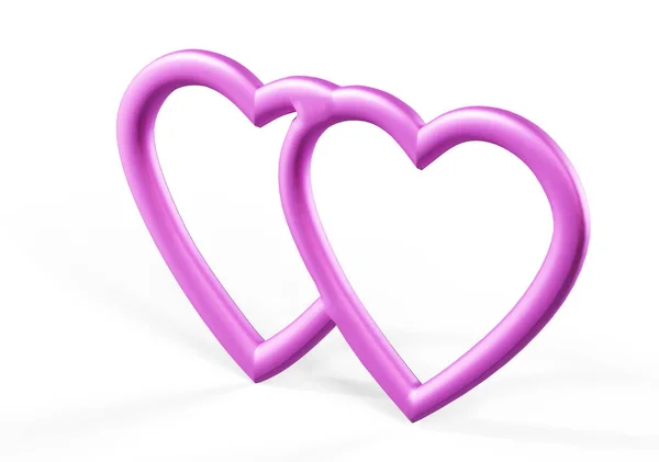红色霓虹灯的情人节心脏 3D渲染 — 图库照片
