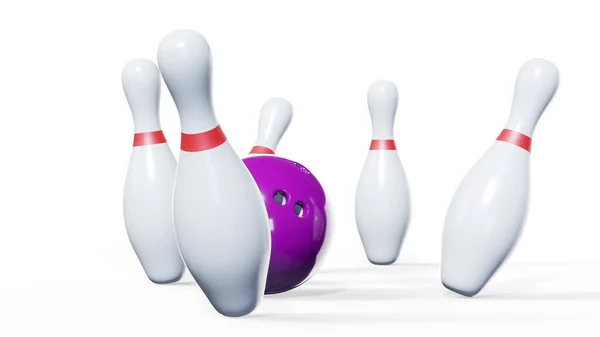 Bowling Strike White Background Render — Stock Photo, Image