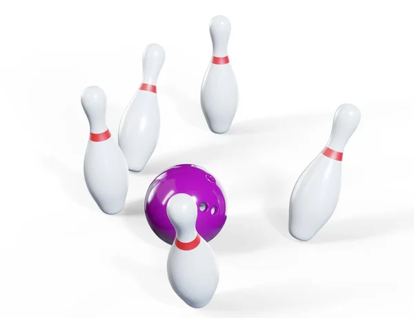 Bowling Strike White Background Render — Stock Photo, Image