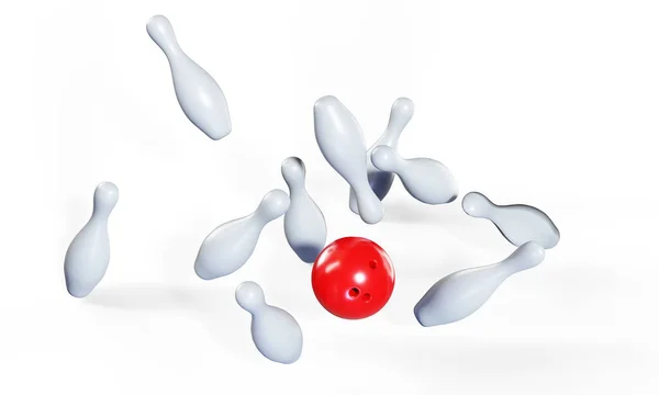 Bowling Sciopero Sfondo Bianco Rendering — Foto Stock