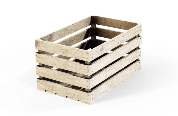 木製の箱 正面から見た図 のレンダリング — ストック写真