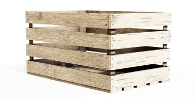 Ahşap kutu. Önden Görünüm. 3D render