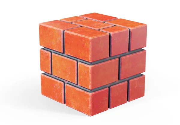 Prostorové Vykreslování Oharek Bloků Izolovaných Bílém Pozadí — Stock fotografie