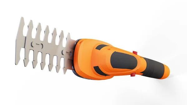 灌木刀具3D渲染使用树篱剪切机在花园 — 图库照片