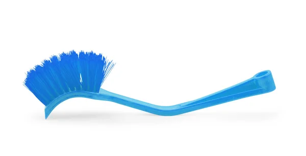 Escova Plástico Azul Fundo Branco — Fotografia de Stock