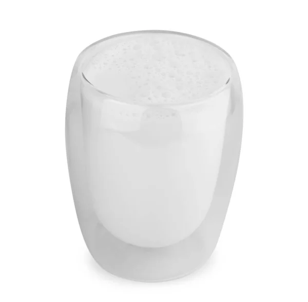 Geleneksel Cam Süt Şişesi Üzerinde Beyaz Bir Şişe Izole — Stok fotoğraf