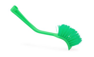 Beyaz arkaplanda mavi plastik fırça