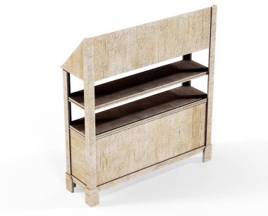 Sarı koltuk ve sehpa 3d render ile iç