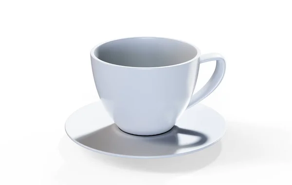 一组白色咖啡杯在白色背景上隔离 剪切路径 3D渲染 — 图库照片