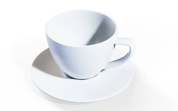 白い背景に隔離された白いコーヒーマグカップのセット クリッピングパス3Dレンダリング — ストック写真