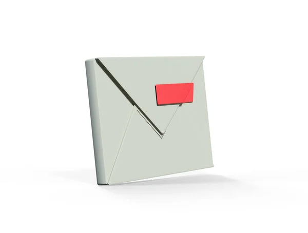 Ikona Pošty Otevřena Obálka Vykreslení Izolované Bílém Pozadí — Stock fotografie