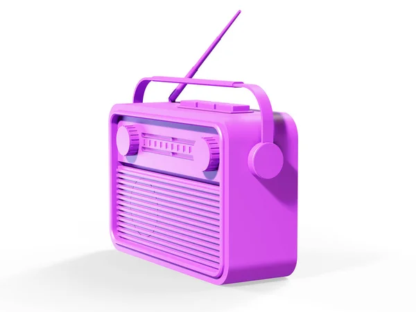 Różowy Vintage Radio Ilustracja Renderowanie — Zdjęcie stockowe