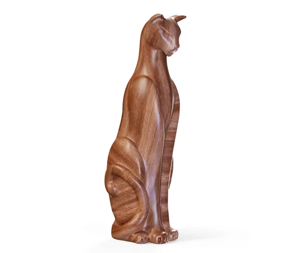 Holzskulptur Der Katze Isoliert Render — Stockfoto