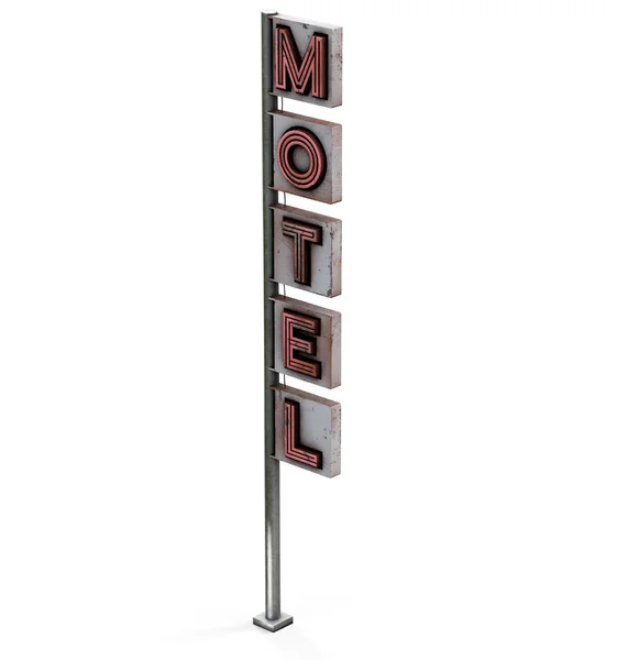 Panneau Motel Isolé Sur Fond Blanc Rendu — Photo