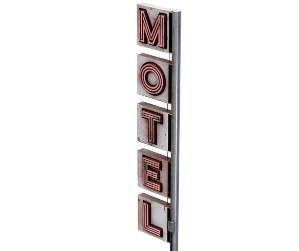 Motelschild Isoliert Auf Weißem Background Render — Stockfoto
