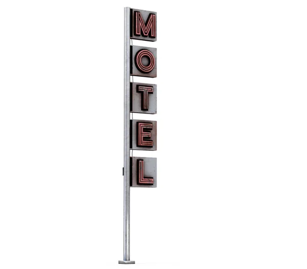 Motelschild Isoliert Auf Weißem Background Render — Stockfoto