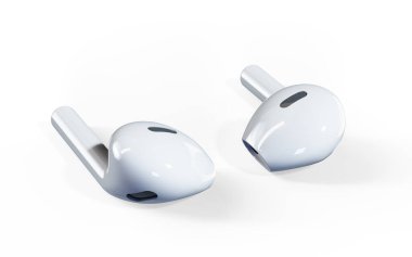 Kulaklıklar beyaz 3D renkte.