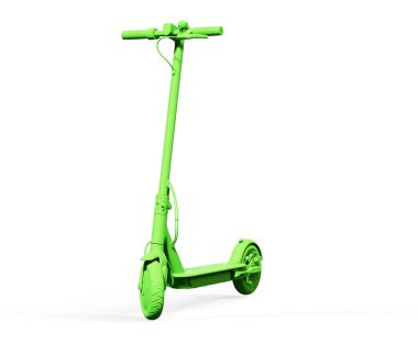 Siyah elektrikli scooter 3d görüntüsü beyaz arkaplanda 