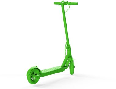 Siyah elektrikli scooter 3d görüntüsü beyaz arkaplanda