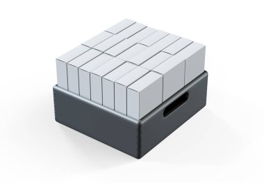 Karton kutular palet 3d üzerinde beyaz render