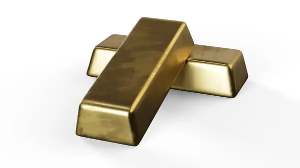 Gouden Ingots Gouden Bullions Renderen Wit — Stockfoto
