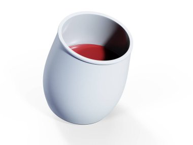 Kupa, fincan kahve. Beyaz üzerine 3D resim.