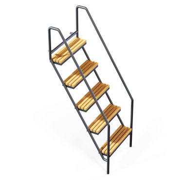 Boş dairede gri ve ahşap merdivenler, 3 boyutlu poster.