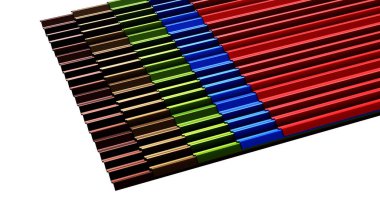 Renkli çatı kiremitleri, 3d render