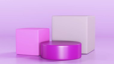 Ürün sunumu için podyumu, mavi arkaplanı, 3d görüntülemesini, 3d illüstrasyonunu düzenle