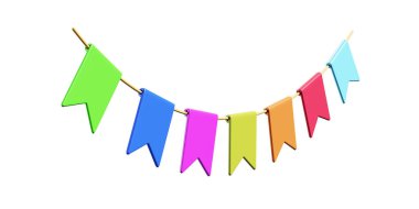 Beyaz zemin üzerinde kırmızı bayraklar 3D görüntüleme, izole