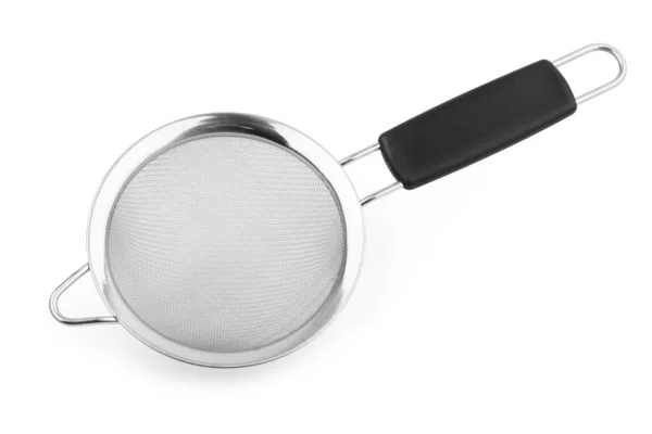 stock image Stainless steel mesh strainer on white