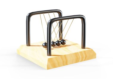 Sarkaç, Newton'ın hareket beşiğinde. Beyaz arka plan üzerinde izole 3d render