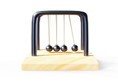 Sarkaç, Newton'ın hareket beşiğinde. Beyaz arka plan üzerinde izole 3d render