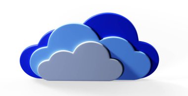 Mavi gökyüzünde beyaz bulutlar 3D görüntüleme