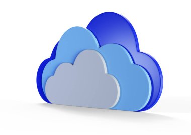 Mavi gökyüzünde beyaz bulutlar 3D görüntüleme