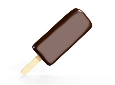 Yumuşak çikolatalı dondurma 3d render illüstrasyon izole beyaz arka plan üzerinde hizmet