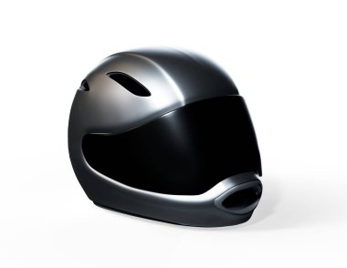 Siyah motosiklet kask beyaz Mockup 3d render izole
