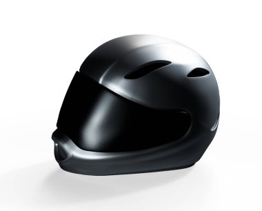 Siyah motosiklet kask beyaz Mockup 3d render izole