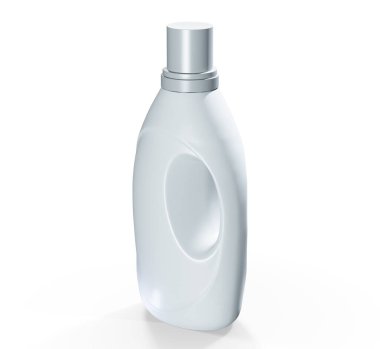 Kozmetik dağıtıcı modelleme 3D, sarı plastik ürün şablonu beyaz arka plan, duş jeli ve sıvı sabun paketleme seti izole