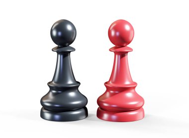 Chess - queen and king 3d render clipart