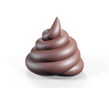 Kaka simgesi beyaz arkaplanda izole edilmiş, kaka simgesi 3D görüntüleme