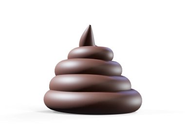 Kaka simgesi beyaz arkaplanda izole edilmiş, kaka simgesi 3D görüntüleme