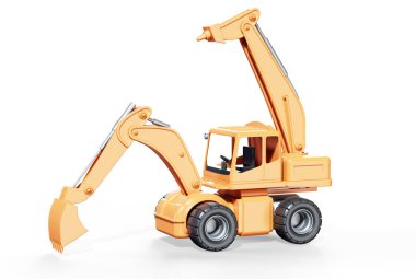 Sarı tekerlekler buldozer 3d render mavi