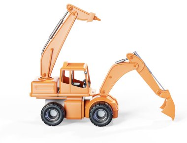 Sarı tekerlekler buldozer 3d render mavi