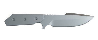 Beyaz zemin üzerinde paslanmaz çelik bıçak - 3D render