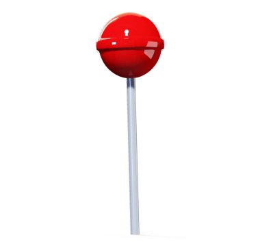 3D render lolipop. 3D yuvarlak şekerleme. Beyaz arkaplanda 3D Pembe lolipopu oluştur.