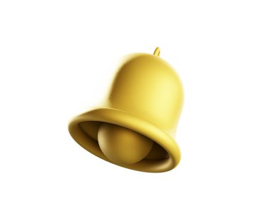 Altın okul zili, beyaz üzerine 3D yorumlama