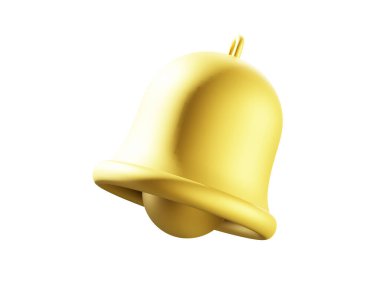 Altın okul zili, beyaz üzerine 3D yorumlama